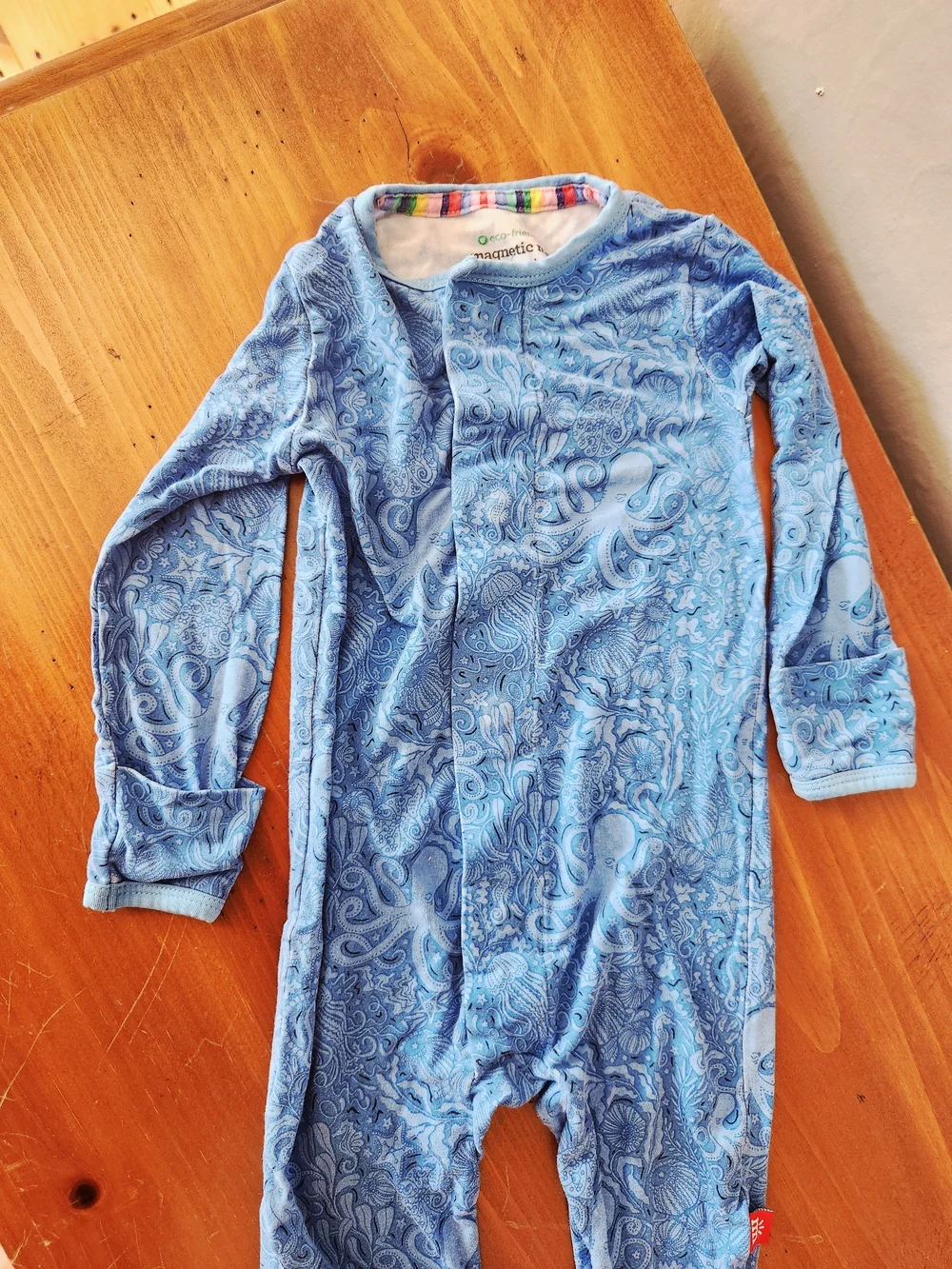 Magnetic Me 3-6 Month Bamboo Blue Sea Creature Print Footie